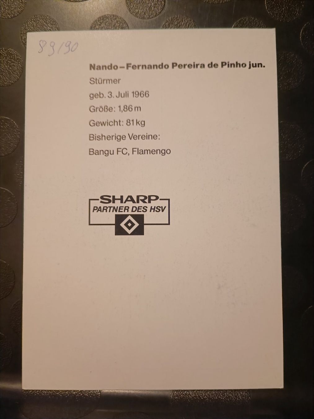 Autogramme: Nando - HSV - Handsigniert – Gebraucht aus Menziken von Artographs 1