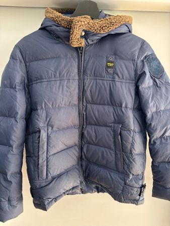 Blaue Daunenjacke mit Kapuze, Kinder, Gr. L, Top Zustand!