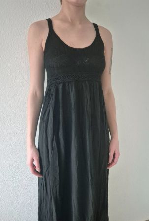 KLEID DRESS MAXIKLEID MADE ITALY S 36 SCHWARZ  TOP MIT TASCH