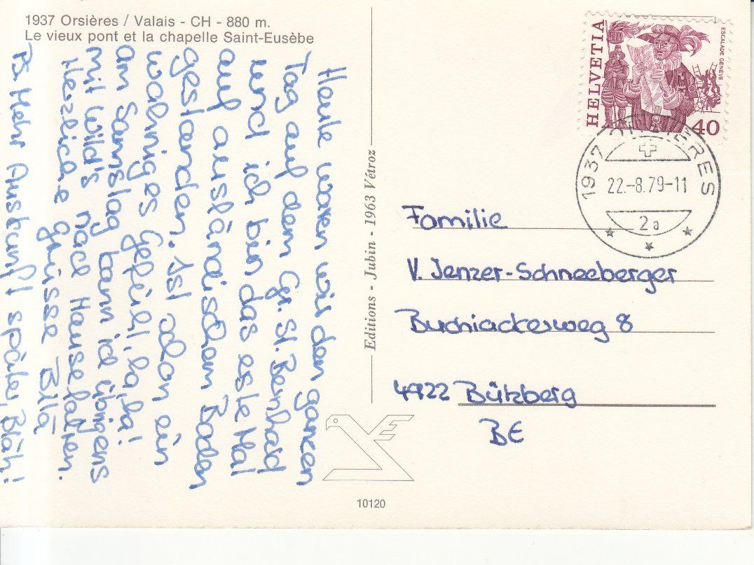 Cartoline postali: Orsieres 1979 – Usato da Bürglen TG venduto da StampGraf 1
