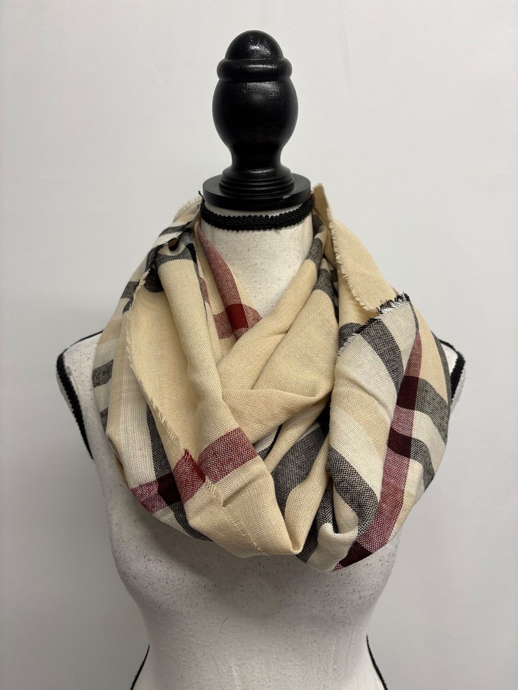 Foulards, Tücher & Schals: leichter Loop Schal von Fraas beige kariert – Neu (gemäss Beschreibung) aus Regensdorf von secondchancefashion