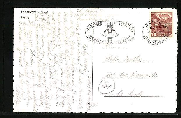 Cartoline postali: Freidorf b. Basel, Strassenpartie mit B – Usato da Berlin venduto da bartko-reher 1