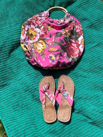 Strandtasche mit Schuhen, Flip Flops, NEU