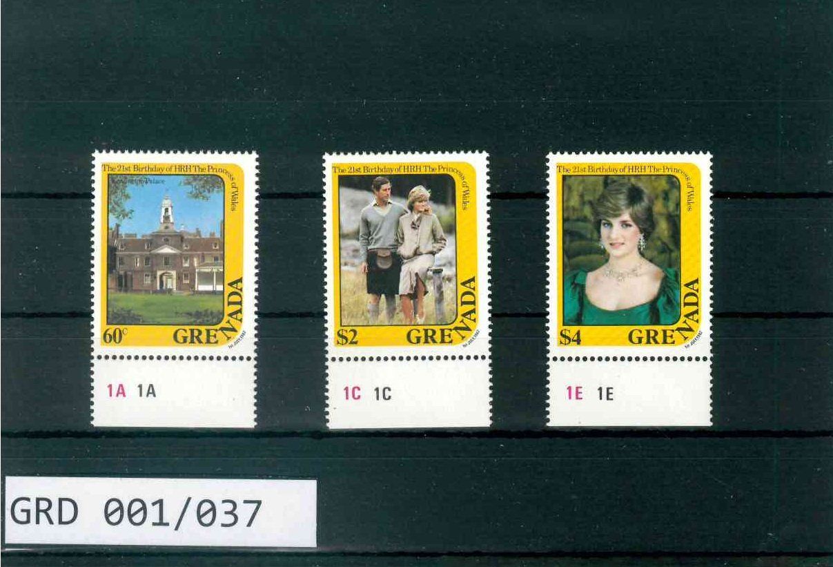 Tutti i francobolli: GRENADA 3 BRIEFMARKEN ROYALS – Nuovo (secondo la descrizione) da Marly venduto da Stampfinder