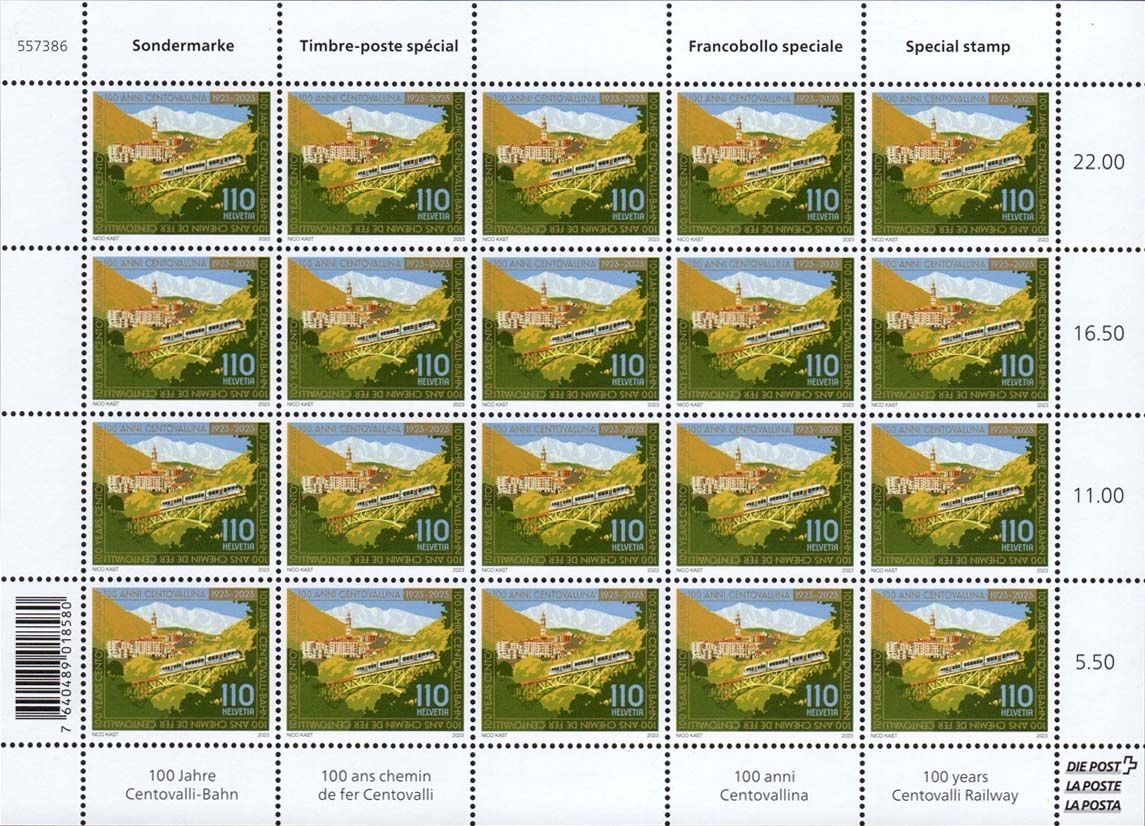Tutti i francobolli: Bogen Centovalli-Bahn Jubiläum 2023** – Nuovo (secondo la descrizione) da Dottikon venduto da haeusibuh5