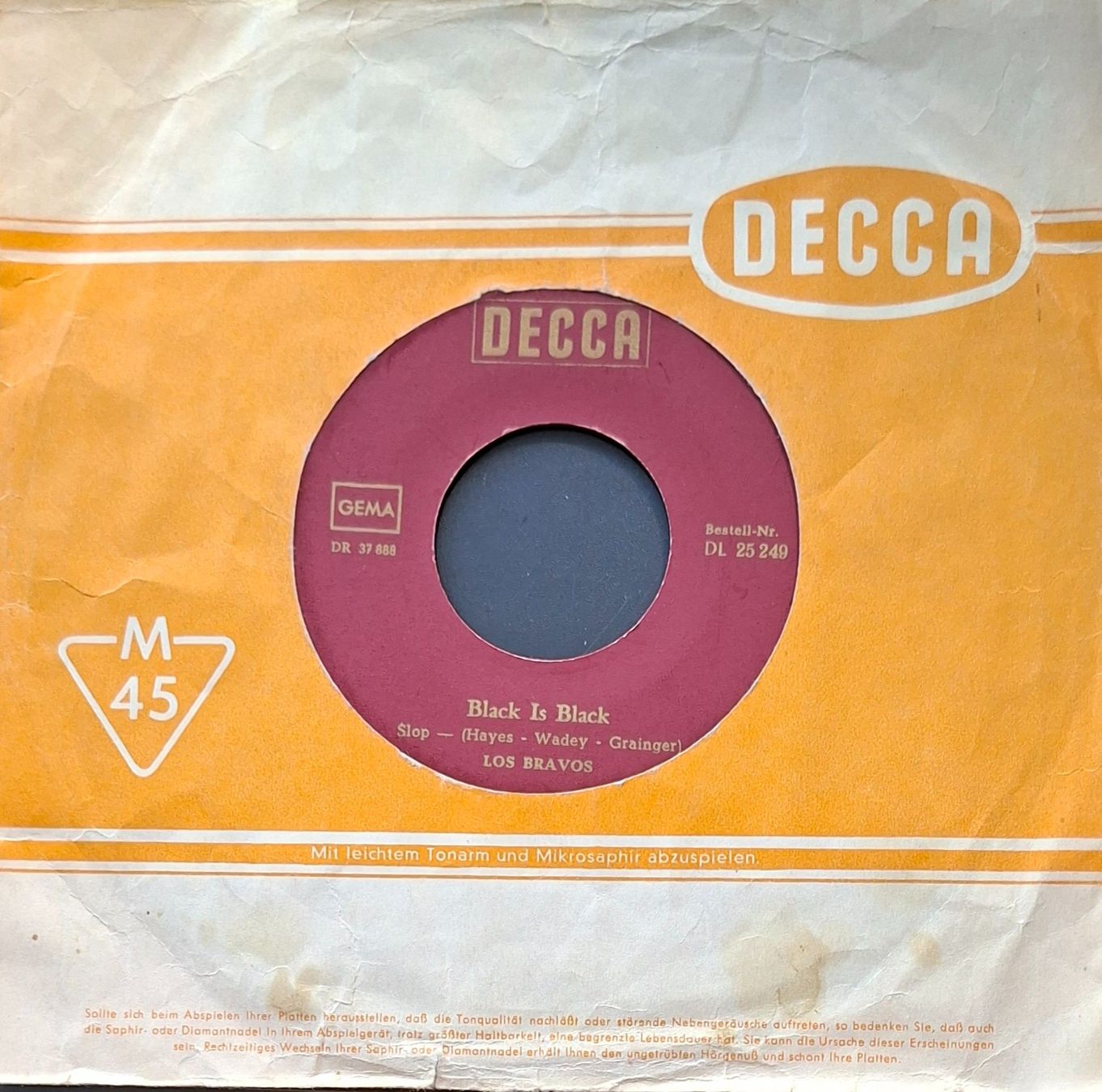 Dischi in vinile: Vinyl Single Los Bravos - Black Is Black – Usato da Langenthal venduto da Modo39