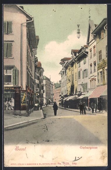 Cartoline postali: AK Basel, Blick in die Gerbergasse, 1909 – Usato da Berlin venduto da bartko-reher