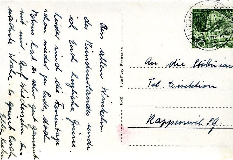 Cartoline postali: Pontresina + 1950 TOP – Usato da Emmenbrücke venduto da teestube 1