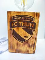 Holzlampe Unikat  FC Thun Berner Oberland warmes Licht.