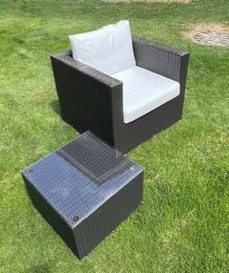 Sessel: Gartensessel / Lounge  / Rattansessel mit Beistelltisch – Gebraucht aus Unterentfelden von Space463 2