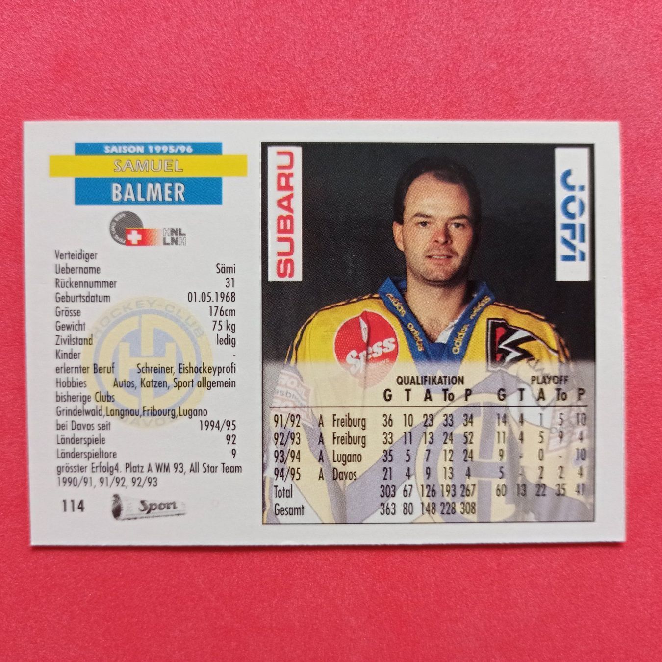 Carte collezionabili: Samuel Balmer - HC DAVOS CARD - 1995/96 – Usato da Dübendorf venduto da kb86_MOVIE 1