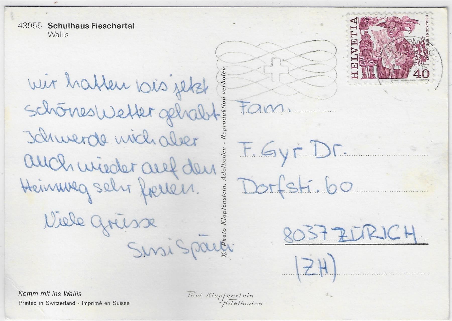 Cartoline postali: Schulhaus Fieschertal VS – Usato da Ettingen venduto da Kartenplanet 1