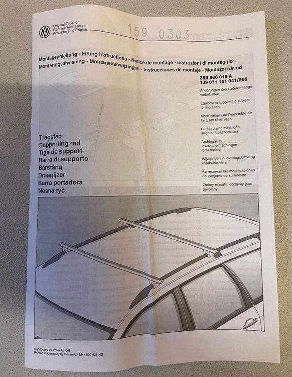Fabelhafte Vw Dachtrager Montageanleitung Pdf Ebenbild