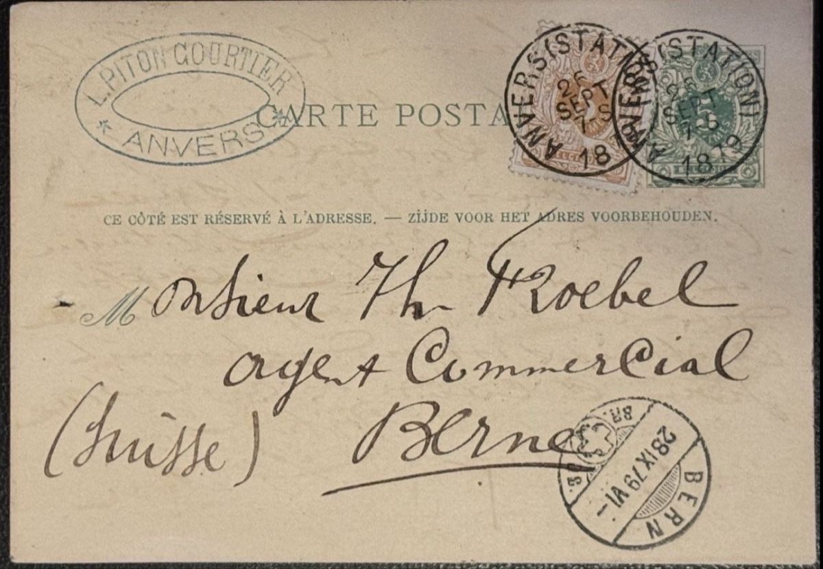 Cartoline postali: Anvers Carte Postale Stempel 18. Sep. 18. Anvers Berne – Usato da birsfelden venduto da tim0444
