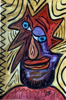 Serie Faces No 7/12 Alfonso, Outsider Art, Aquarell,  Karte
