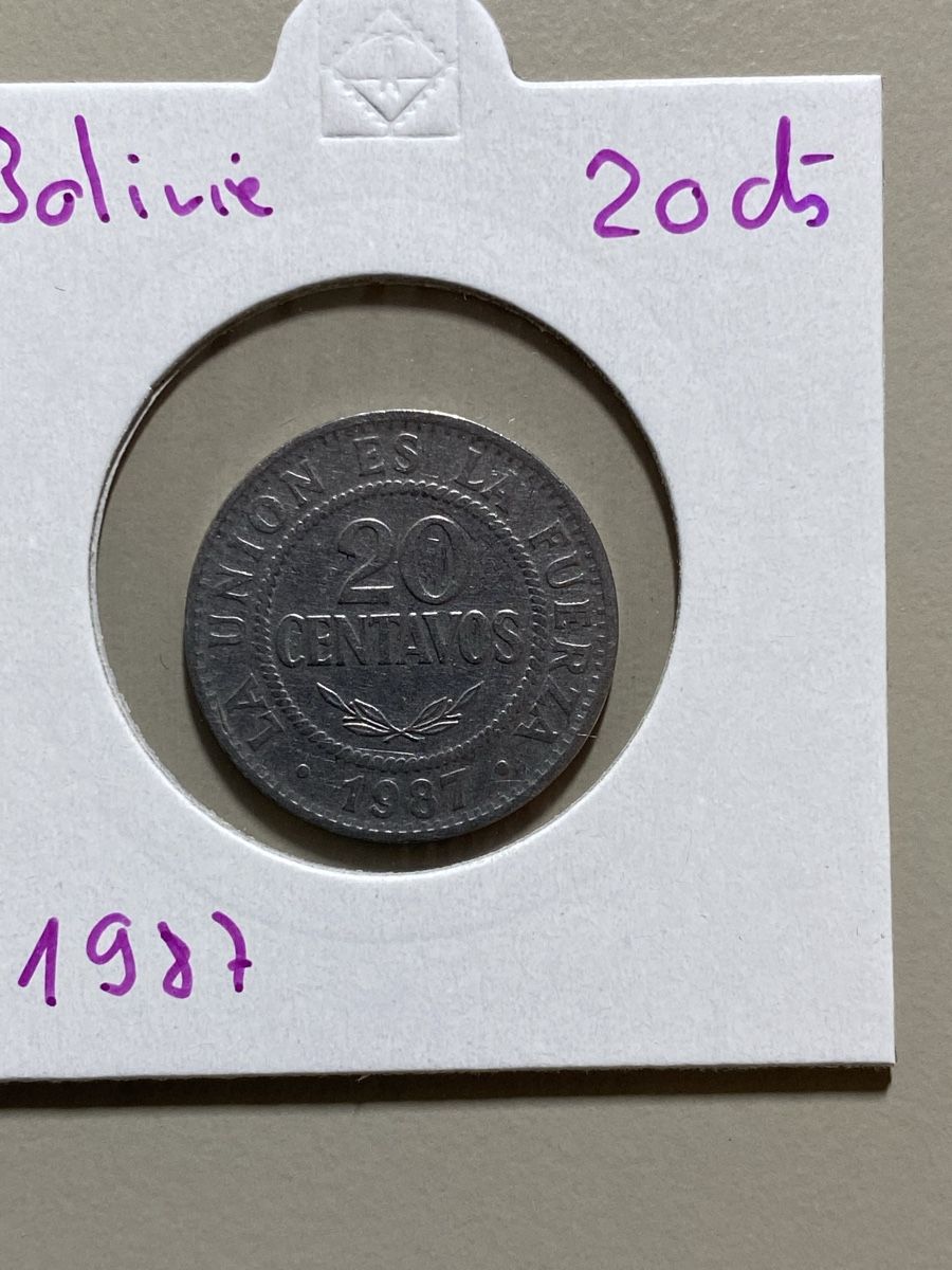 Toutes les monnaies: Bolivie - 20 centimes - 1987 – D'occasion à Payerne par Mike1682