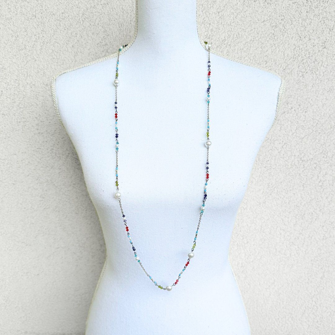 Catenine: Collier Multicolore - Rouge, Blanc, Bleu, Noir – Usato da Vevey venduto da secondlifevevey