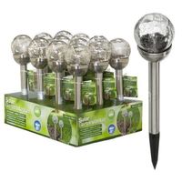 Solar LED Crackle Glas, Metall 6er Set D: 8cm