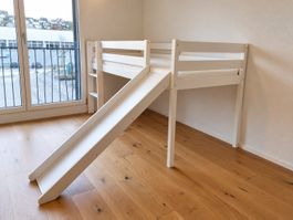 TiCAA Hochbett Manuel mit Rutsche, 90 × 200 cm, weiss