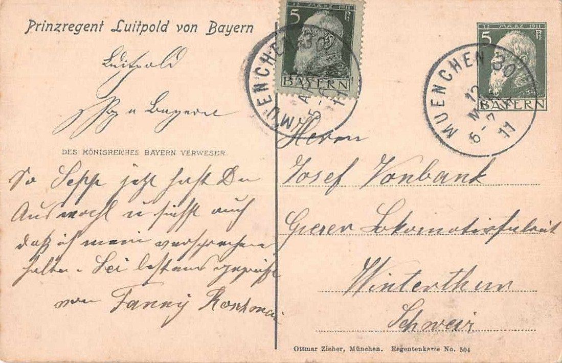 Cartoline postali: PRINZREGENT LUIPOLT 1911 – Usato da Lufingen venduto da TopAnsichtskarten 1