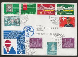 Ballon Schweiz 1968 Mürren Oberiberg Luftpost