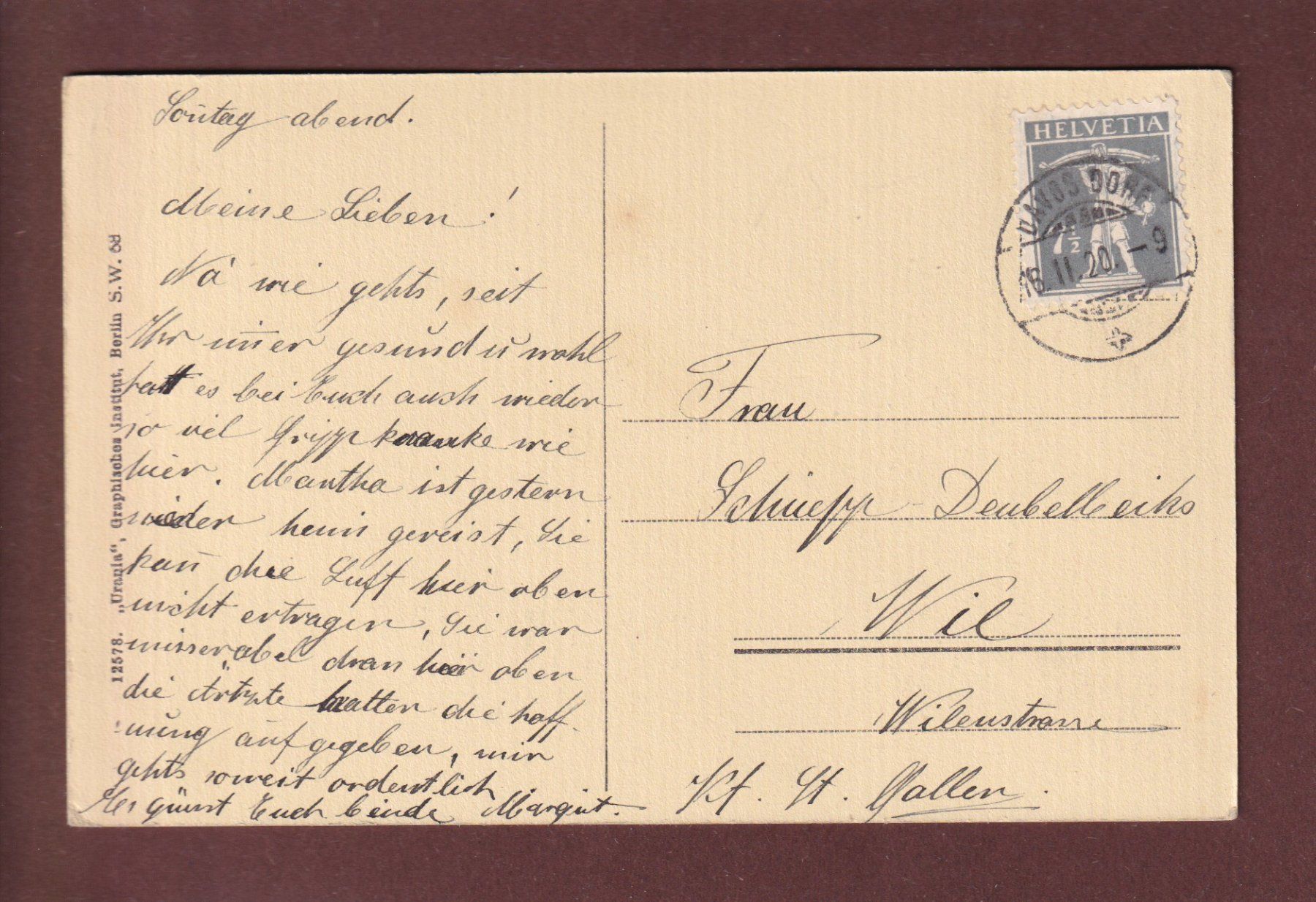 Ansichtskarten: DAVOS-DORF - Kurhaus Seehof - 1920 – Gebraucht aus Pully von nicecards 1