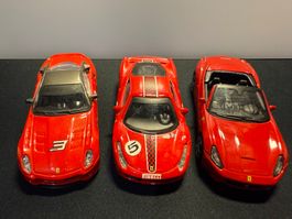 3 Ferrari Modellautos , California, 599 GTO, F458 Challenge