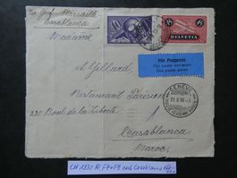 CH 1930 Nr. F7+F8 auf Briefvorderseite Flug Casablanca