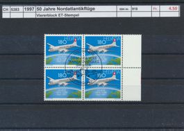 1997 "50 Jahre Nordatlantikflüge", Viererblock, ET - Stempel