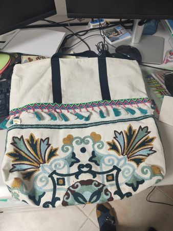 Sommer Tasche, neuwertig, mit Stickerei und Bommeln!