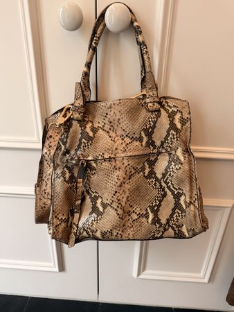 Handtasche Schlangenoptik beige braun