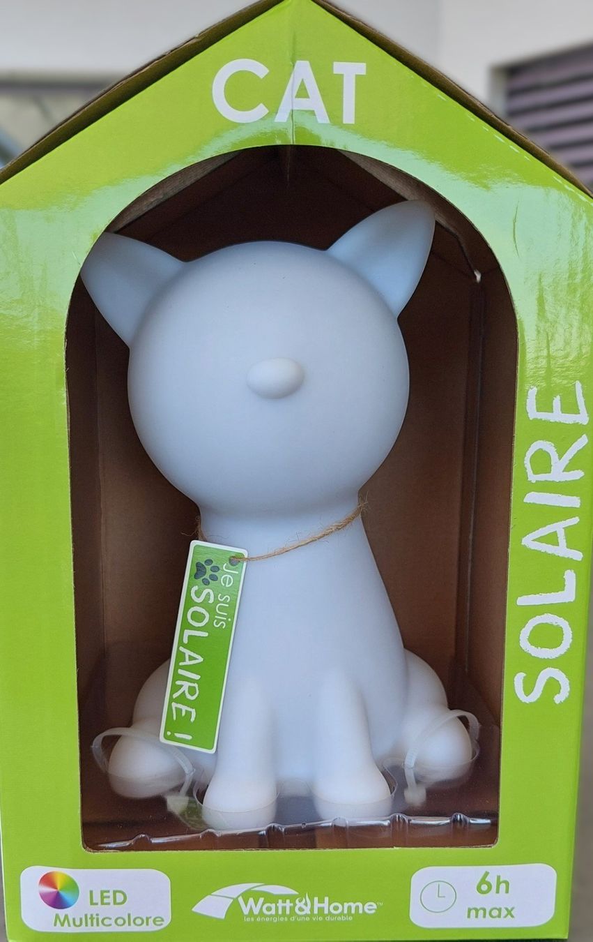 Statuette: LED Solar Katze mit Farbwechsel NEU! – Nuovo e nell'imballaggio originale da Schongau venduto da lanobe 2