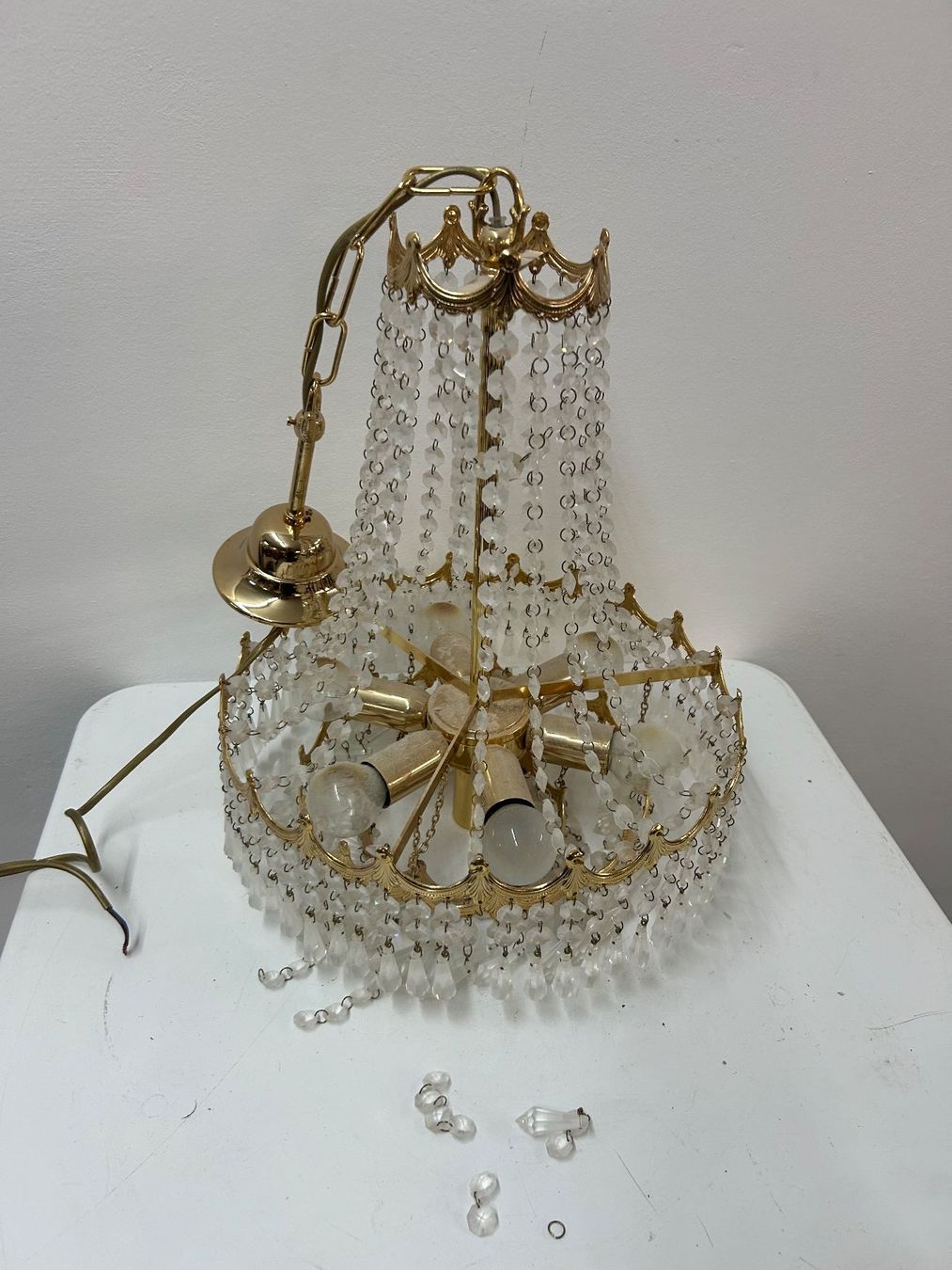 Lampadari & plafoniere: Kronleuchter 7-flammig Messing und Kristallglas – Usato da Zürich venduto da Levelart 3