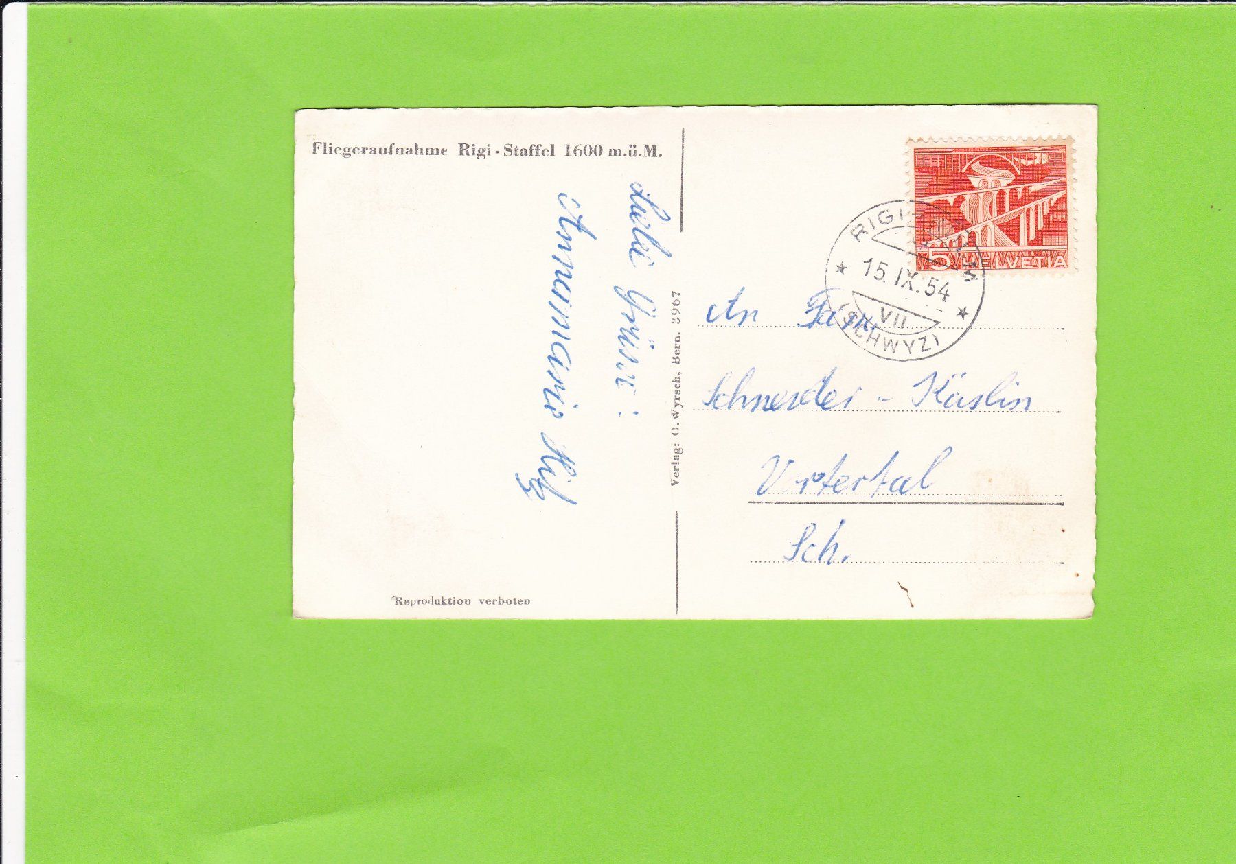Cartoline postali: Fliegeraufnahme Rigi-Staffel – Usato da St. Peterzell venduto da neckertal 1
