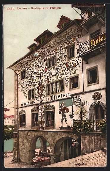 Ansichtskarten: AK Luzern, Gasthaus zu Pfistern, 1908 – Gebraucht aus Berlin von bartko-reher