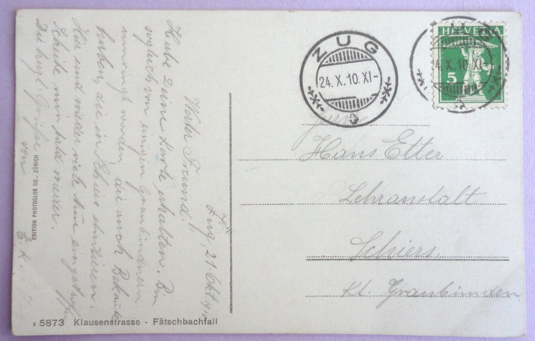Cartoline postali: Klausenstrasse - Fätschbachfall – Usato da Fétigny venduto da Billy2miny 1