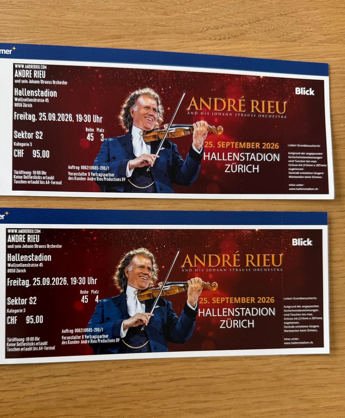 Billets: André Rieu Tickets 25.09.2026 – Neuf (Voir description) à Buchs AG par MiWeFe17