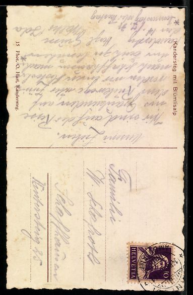 Cartoline postali: AK Kandersteg, Ortsansicht mit Blümlisalp – Usato da Berlin venduto da bartko-reher 1