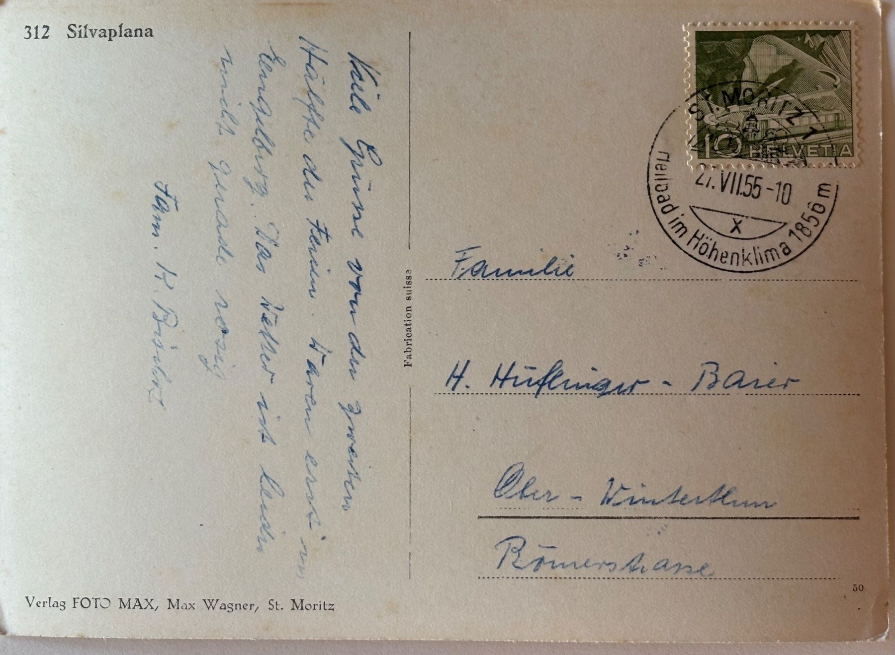 Cartes postales: Silvaplana, 1955 – D'occasion à Frauenfeld par Merk52 1