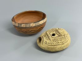 Keramik Schale & zoomorphe Öllampe / Froschlampe – Artefakt