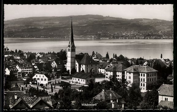 Cartes postales: AK Wädenswil, Kirche mit Seeblick – D'occasion à Berlin par bartko-reher