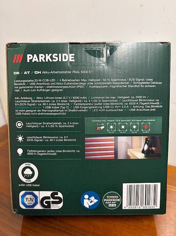 Lampen: PARKSIDE Akku LED-Arbeitsstrahler  – Neu und originalverpackt aus Erlen von Nussi-59 1