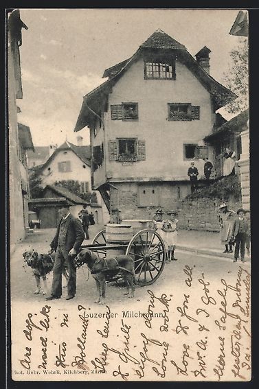Cartoline postali: AK Luzern, Milchmann mit Hundegespann – Usato da Berlin venduto da bartko-reher