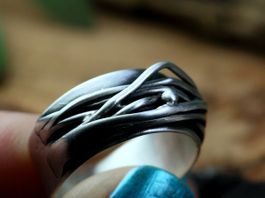 SALE! AEVIA Ring aus Silber 925, geschwärzt · Grösse EU 54