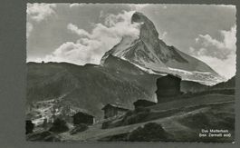 AK sw Zermatt VS Matterhorn, Text Flug n Birsfelden ≈ 1947 