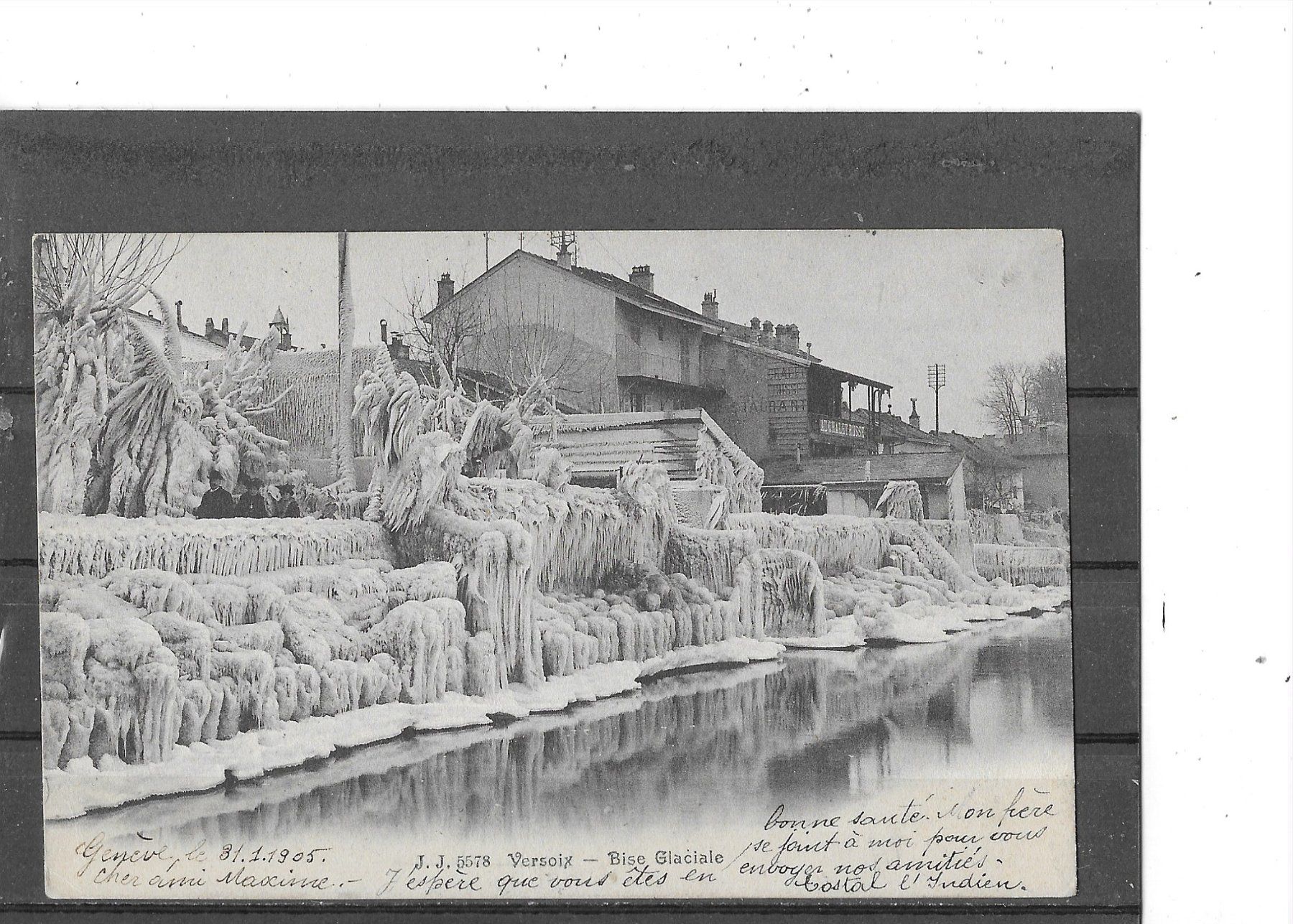 Cartoline postali: GE Versoix 1905 Bise Glaciale – Usato da Schocherswil venduto da Wilare