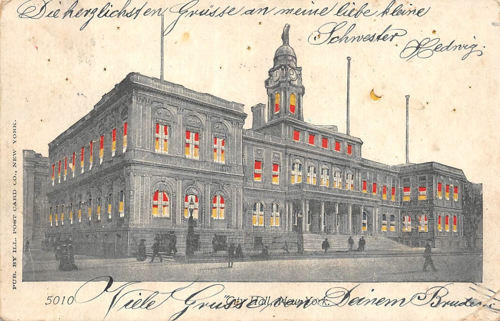 Cartoline postali: New York, City Hall – Usato da Ottikon b.Kemptth. venduto da Neptun1974