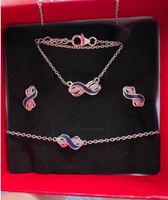 Ensemble collier, bracelet, boucle d'oreille - argent 925