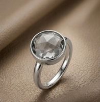 Silberring 925 mit Smoky Zirkonia (rhodiniert) - Neu