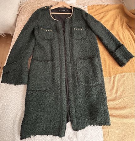 Zara Woman Wool Blend Tweed Coat Gr. M